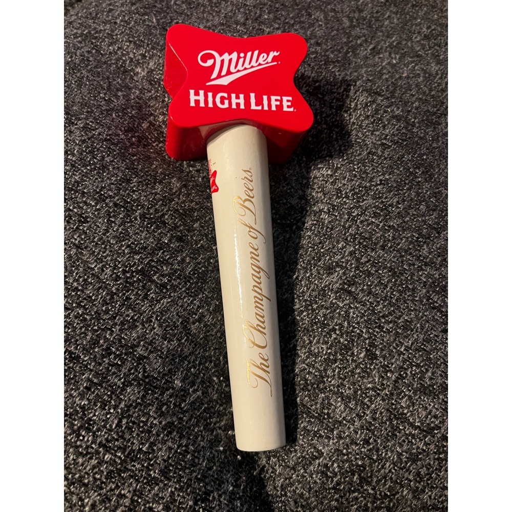 Miller High Life Beer Tap Handle Red Cream Excellent Champagne of Beers
